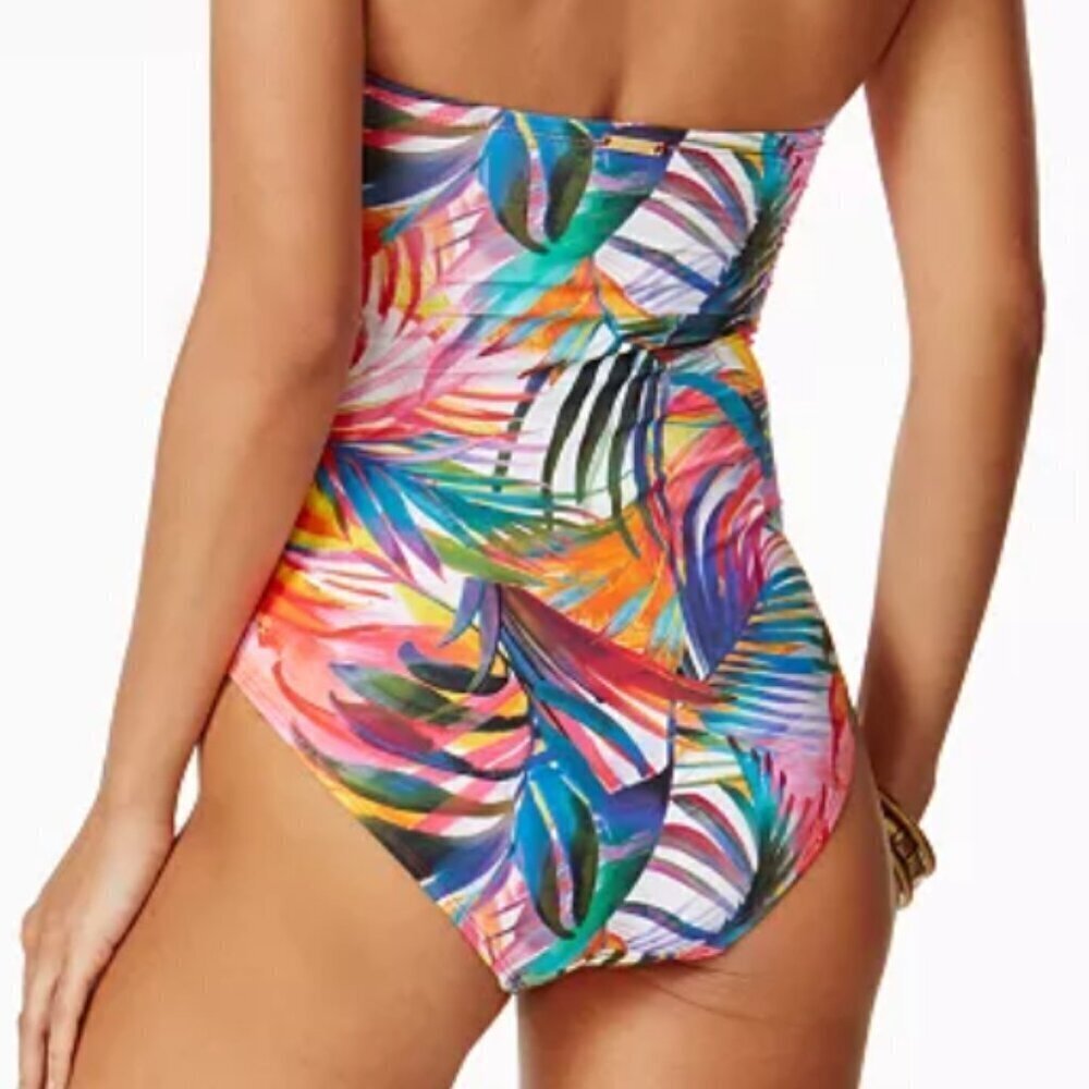 NWT bandeau 1-piece swimsuit 6 tropical colorful - Picture 2 of 12
